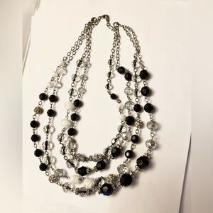Elegant Black and White Beaded Necklace